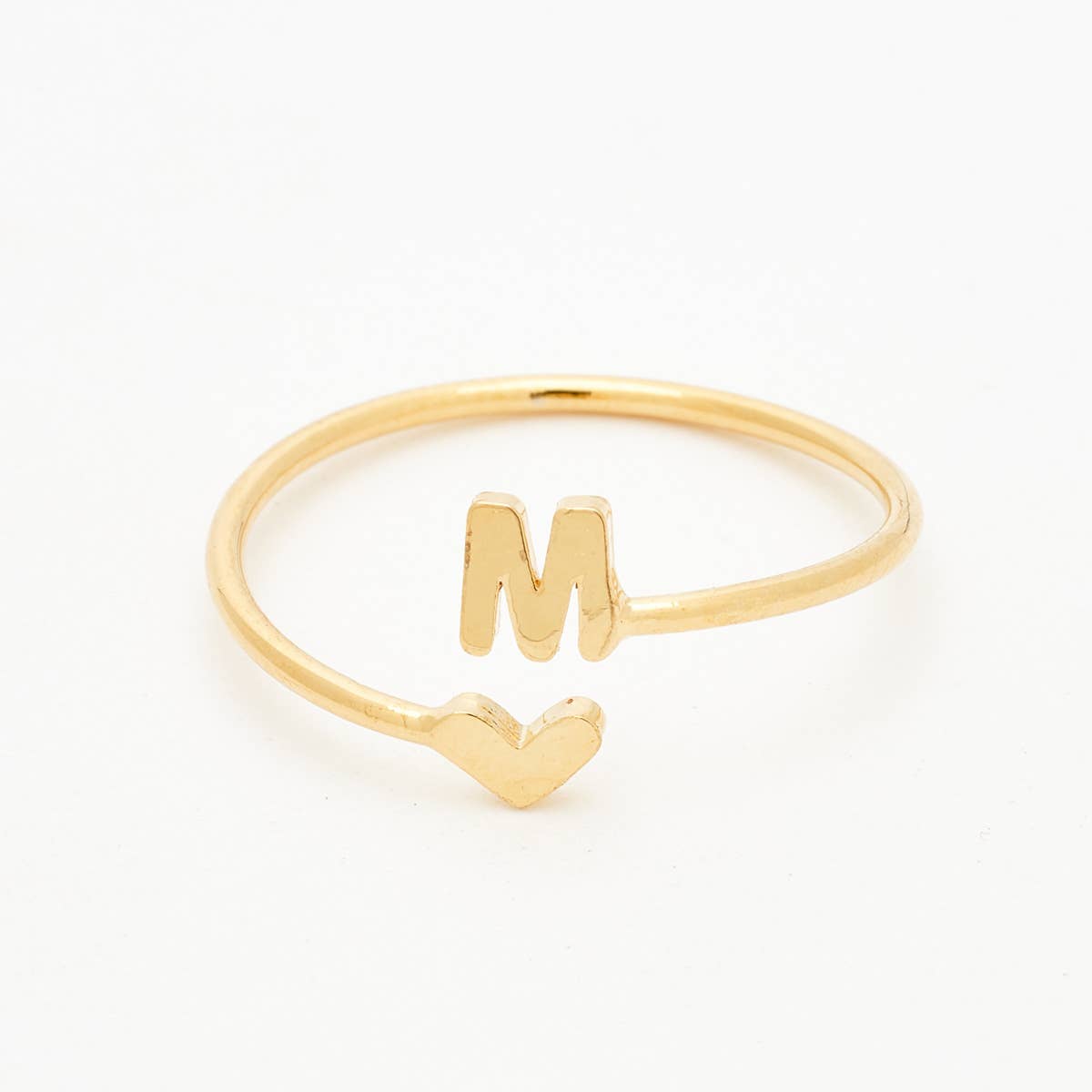 Gold Heart Initial Ring