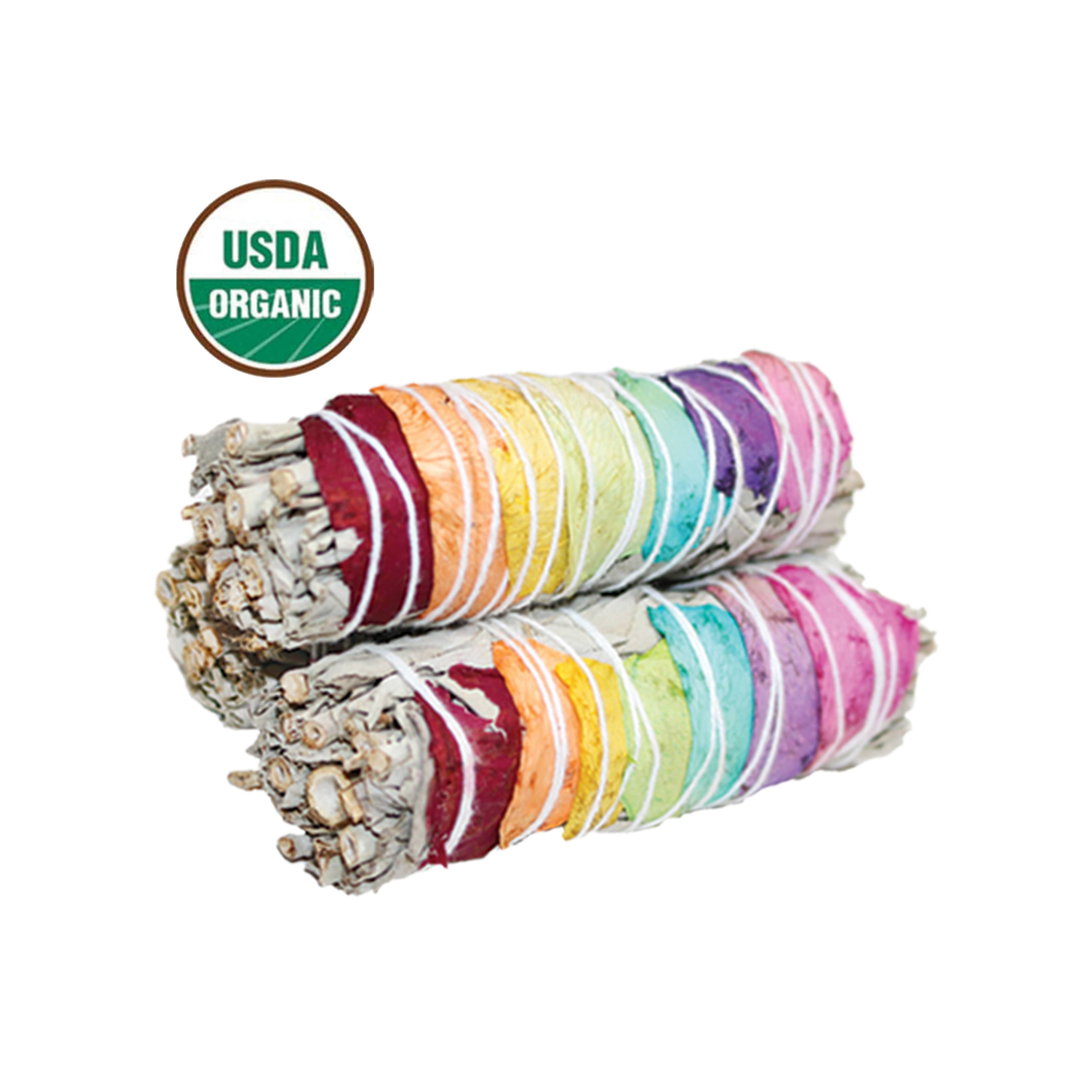 7 Chakras Floral White Sage 4" Smudge Sticks