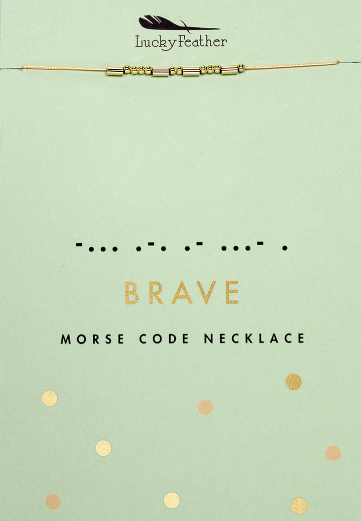 Morse Code Necklace - Gold - Brave