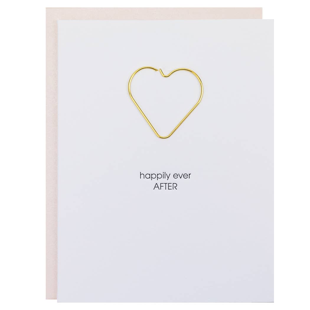 Happily Ever After - Heart Paper Clip Letterpress Card