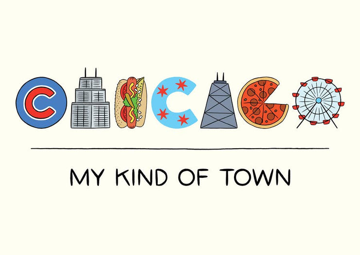 Chicago Icons Lettering Postcard