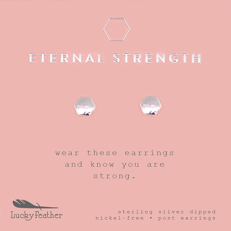 New Moon Silver Earrings - Eternal/Hexagon