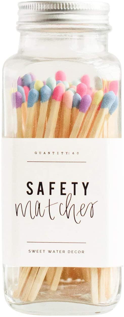 Sweet Water Decor Multicolor Rainbow Safety Matches - Glass Jar - One Strange Bird