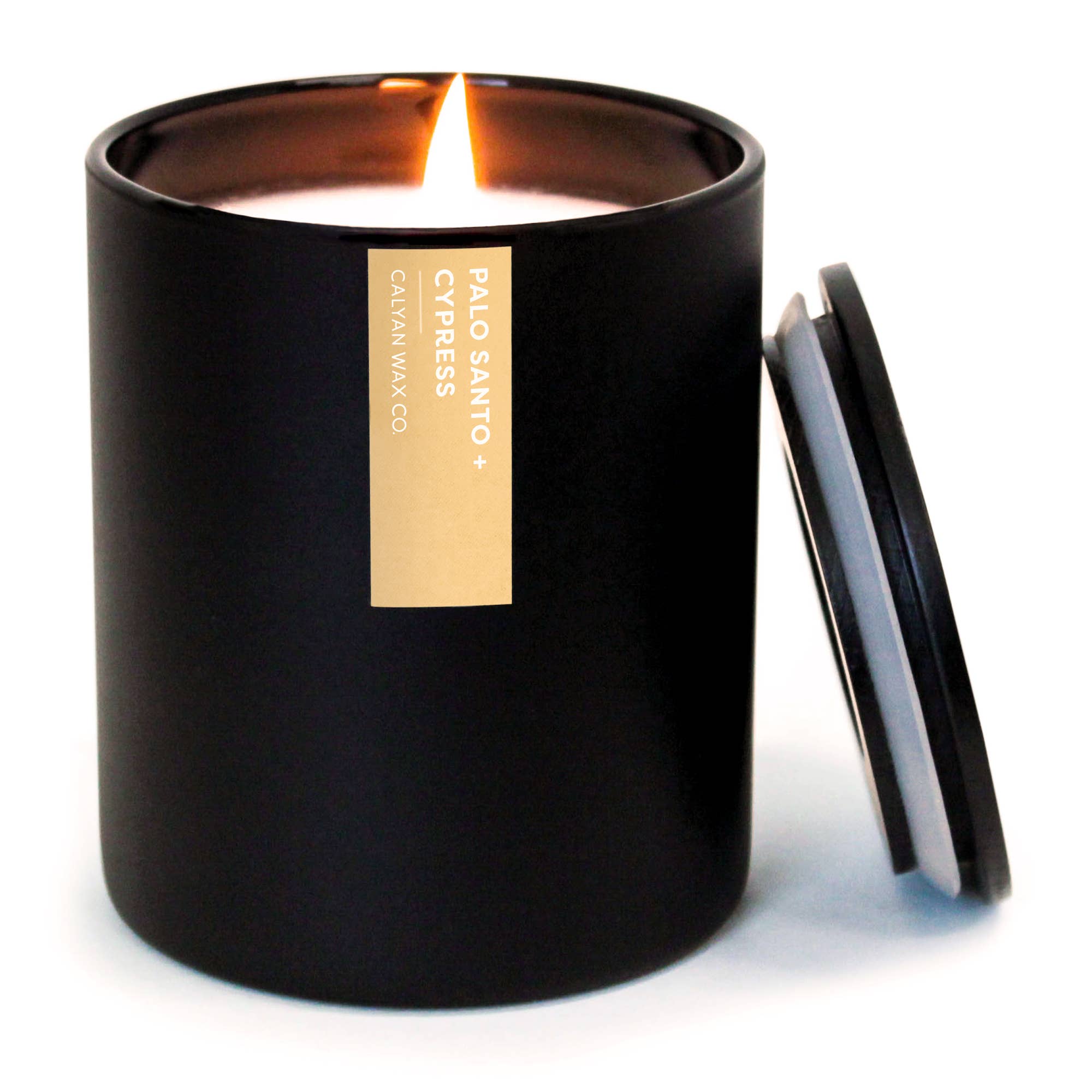 Palo Santo + Cypress Matte Black Glass Tumbler Soy Candle