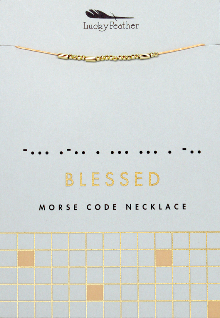 Morse Code Necklace - Gold - Blessed – One Strange Bird