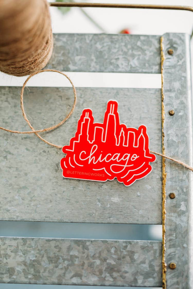 Chicago Skyline Sticker (Red)