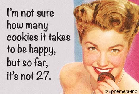 I'm not sure how many cookies it takes to be happy but so far, it's not 27. - One Strange Bird