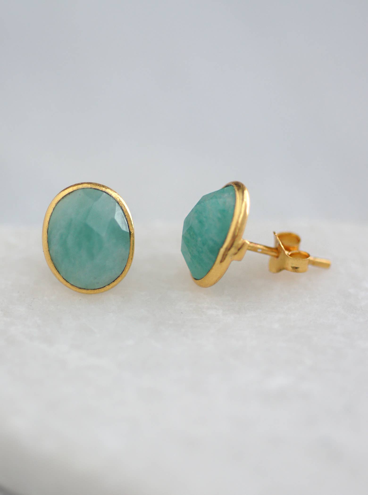 Oval-shaped Stone Stud Earrings - One Strange Bird