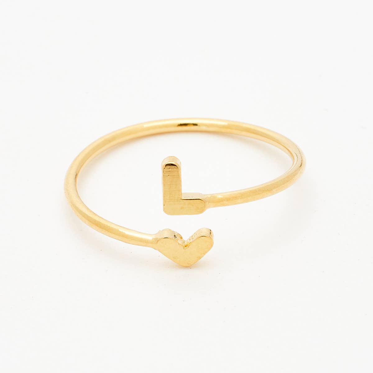 Gold Heart Initial Ring