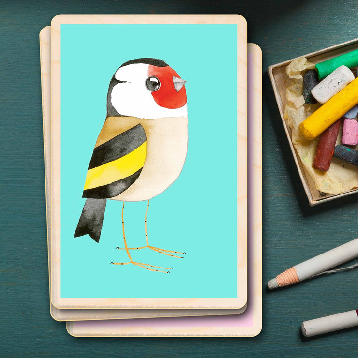 GOLDFINCH sustainable wood card, wood magnet