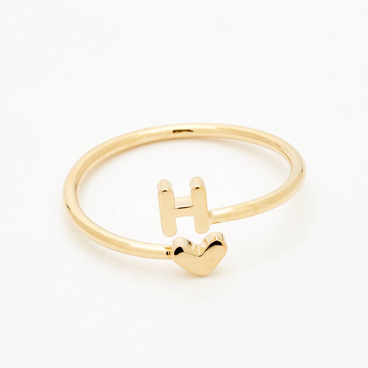 Gold Heart Initial Ring