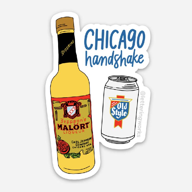 Chicago Handshake Sticker – One Strange Bird