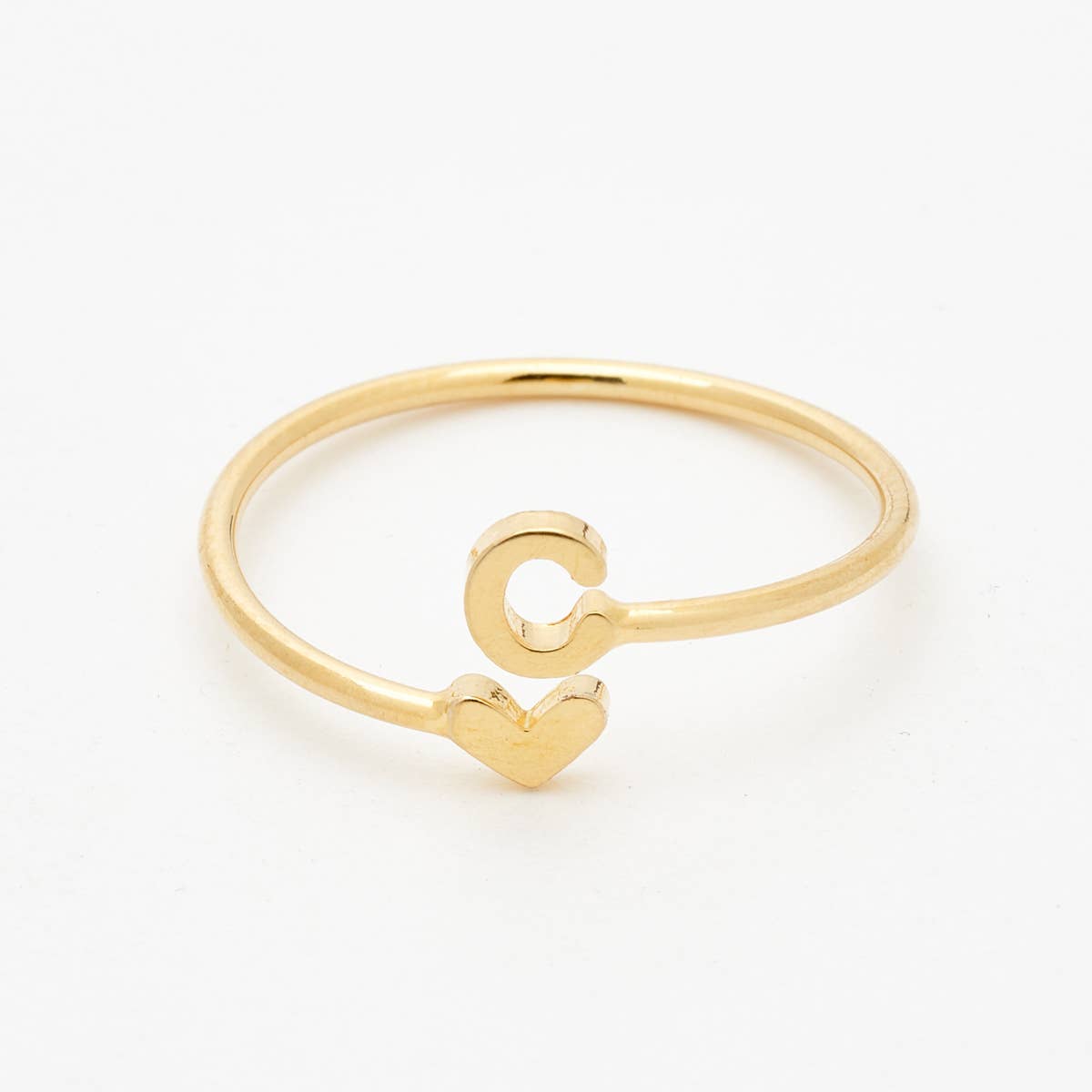 Gold Heart Initial Ring