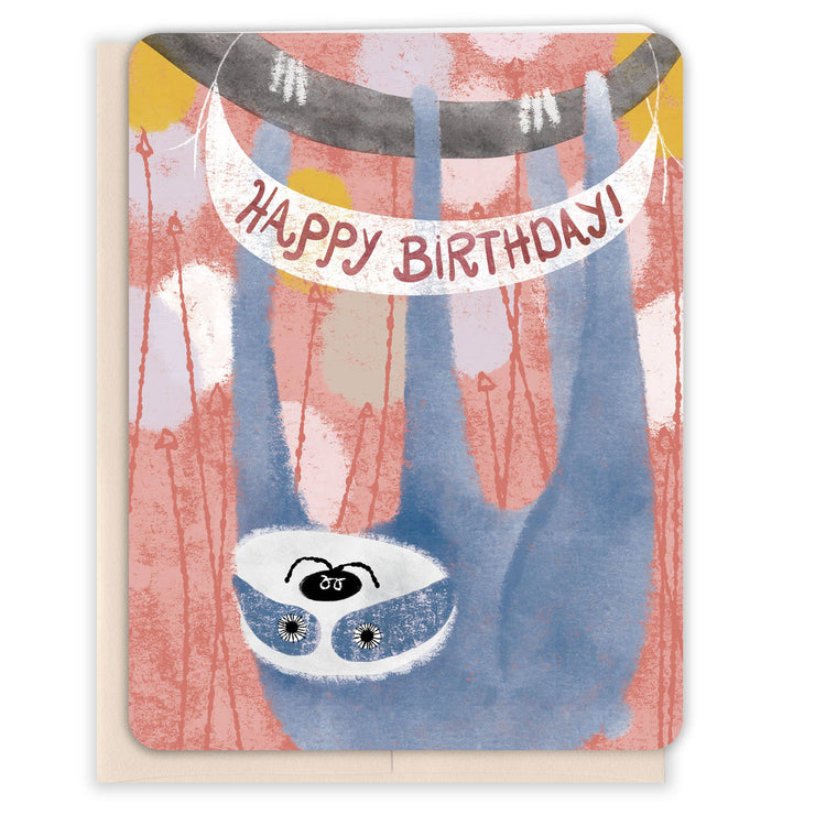 Swinging Sloth Birthday Card - One Strange Bird