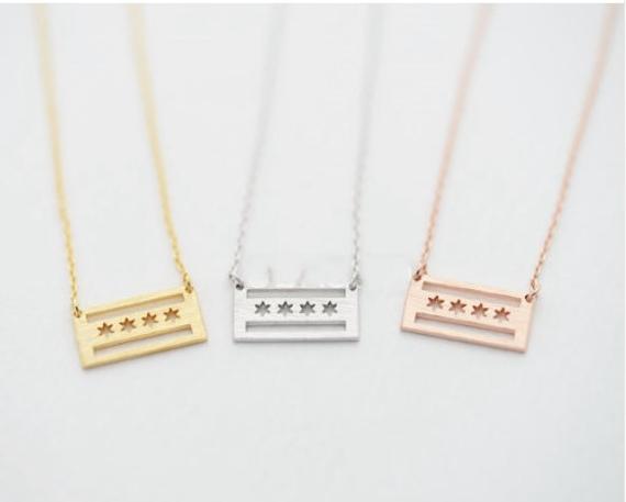 Chicago Flag Necklace - One Strange Bird