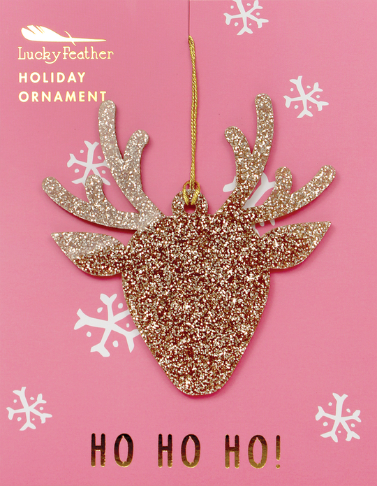 Gold Glitter Ornament - Shape - REINDEER - One Strange Bird