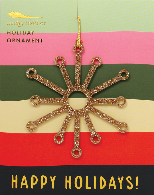 GOLD GLITTER ORNAMENT - SHAPE - SNOWFLAKE - One Strange Bird