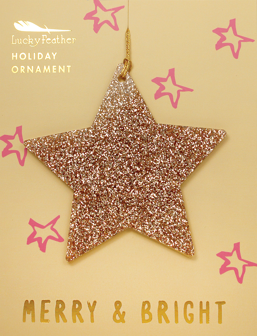 Gold Glitter Ornament - Shape - STAR - One Strange Bird
