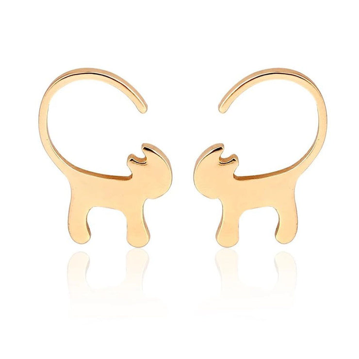 Gold Cat Earrings - One Strange Bird