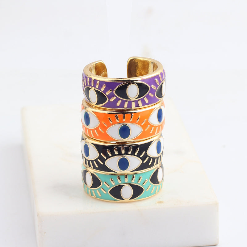 Enamel Evil Eye Rings