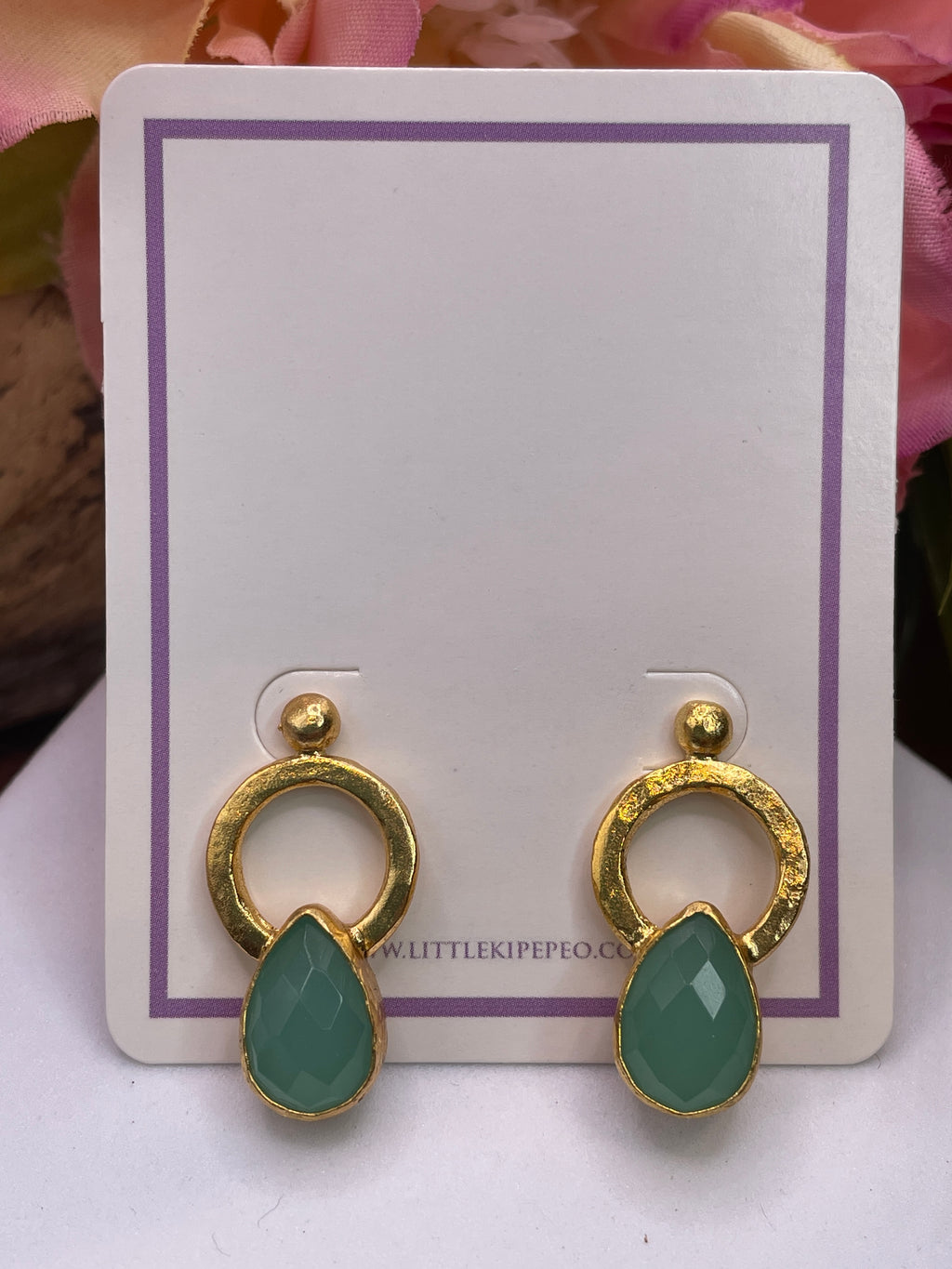 Circle Canna Teardrop Earring