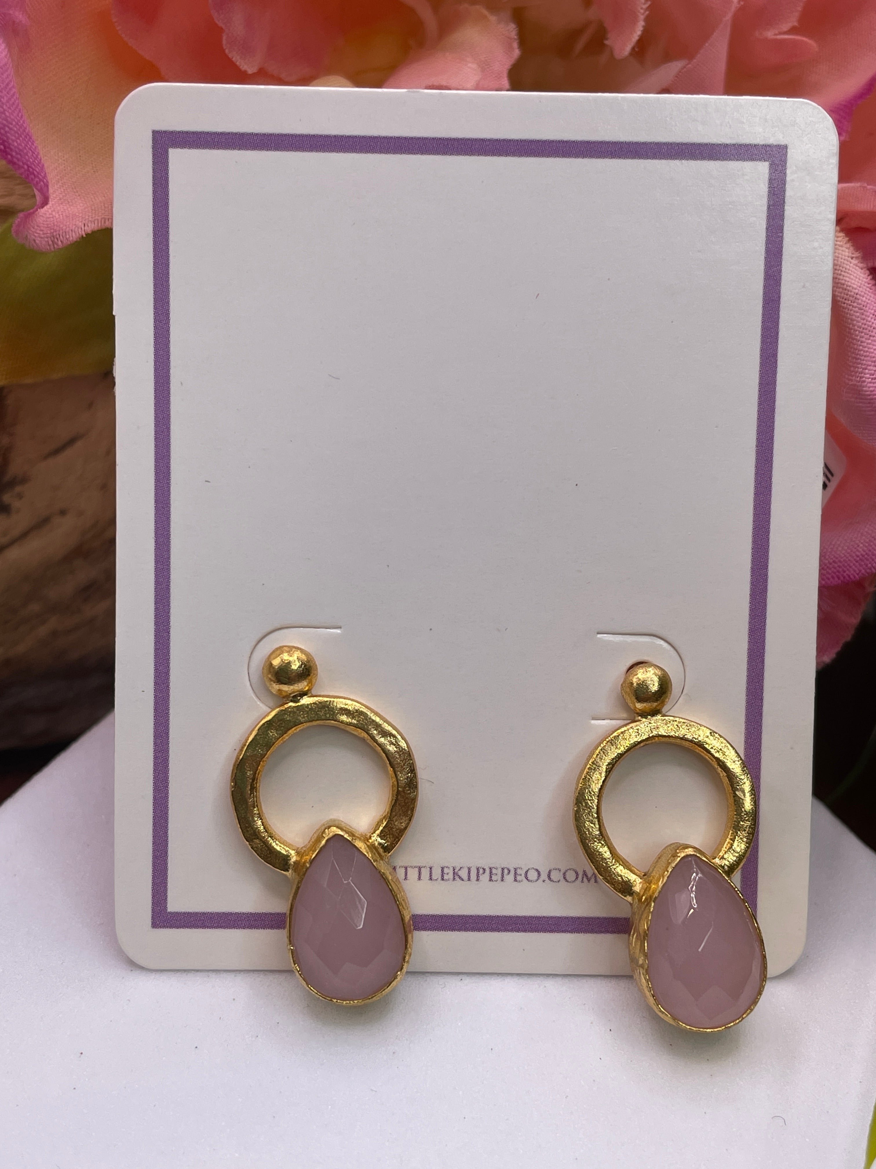 Circle Canna Teardrop Earring