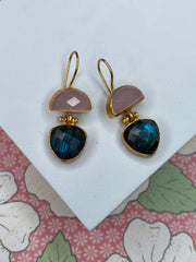 Halfmoon + Triangle Double Stone Earring