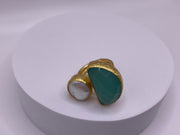 Halfmoon stone and Pearl ring