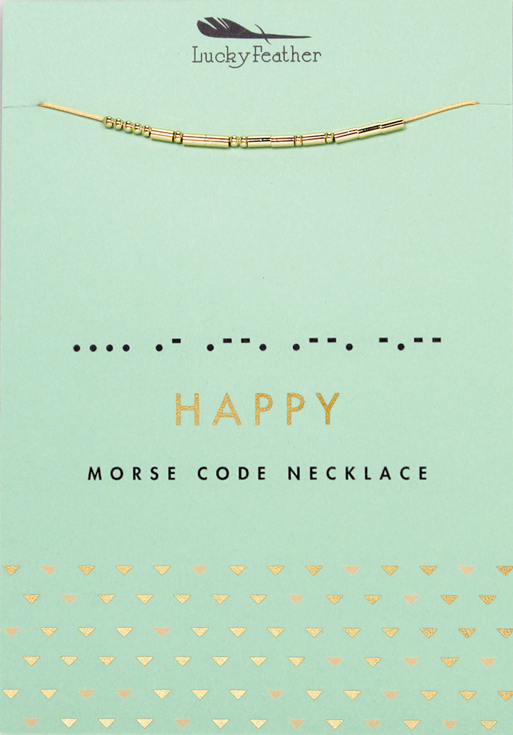 Happy - Morse Code Necklace - One Strange Bird