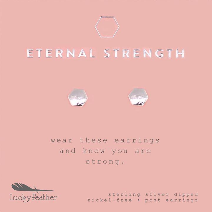 Eternal Strength- Silver Hexagon Earrings - One Strange Bird