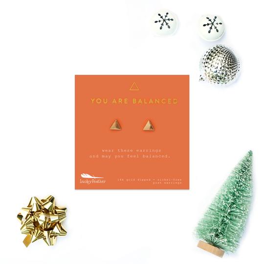You are Balanced - Gold Triangle Earrings - One Strange Bird
