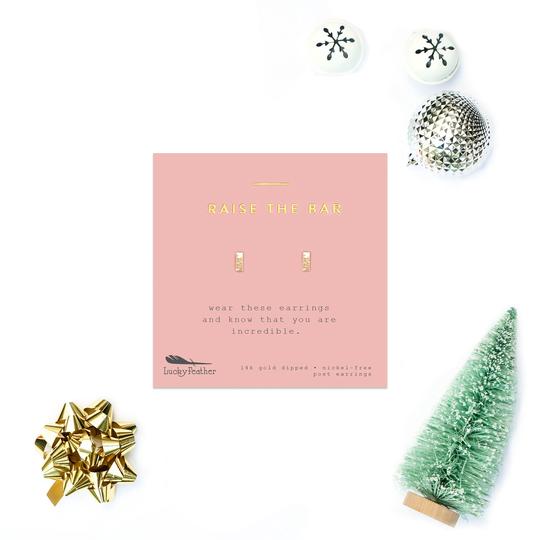 Raise the Bar - Gold Bar Earrings - One Strange Bird
