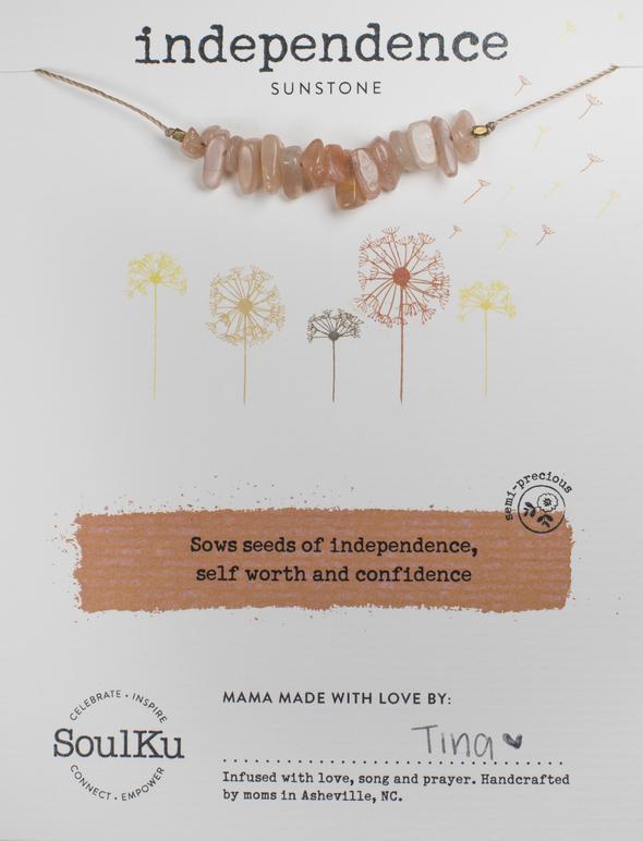 Sunstone Seed Necklace for Independence - One Strange Bird