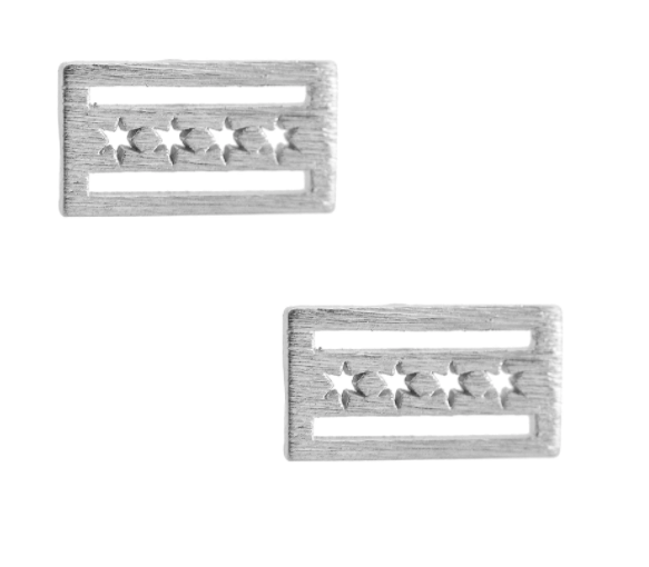 Chicago Flag Stud Earrings - One Strange Bird
