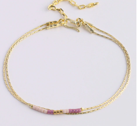 Gold Delicate Beaded Bracelet 2-layers - One Strange Bird