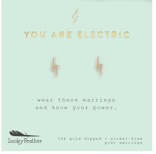 You are Electric - Gold Bolt Earrings - One Strange Bird