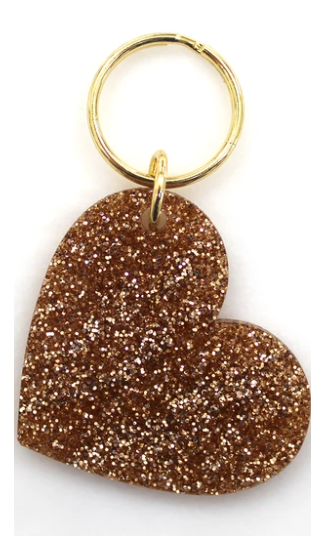 GOLD GLITTER KEY - SHAPE - HEART - One Strange Bird