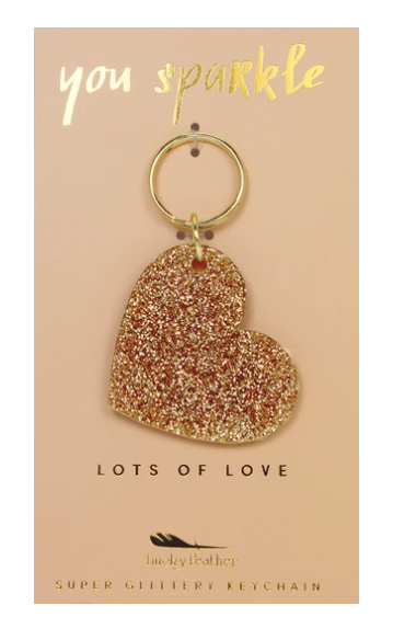 GOLD GLITTER KEY - SHAPE - HEART - One Strange Bird