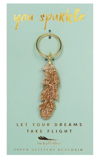 GOLD GLITTER KEY - SHAPE - FEATHER - One Strange Bird