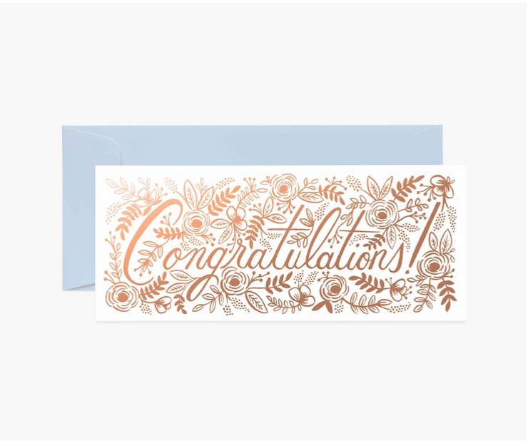 Champagne Florals Congrats Greeting Card - One Strange Bird