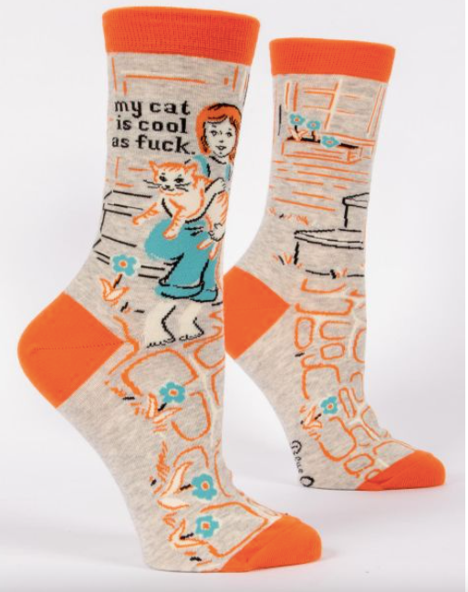 My Cat Is Cool As F*ck W-Crew Socks - One Strange Bird