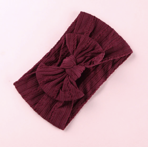Baby Cable Knit Bow Headbands