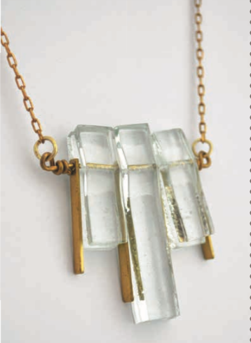 Fused Glass Necklace - 3 beads - One Strange Bird