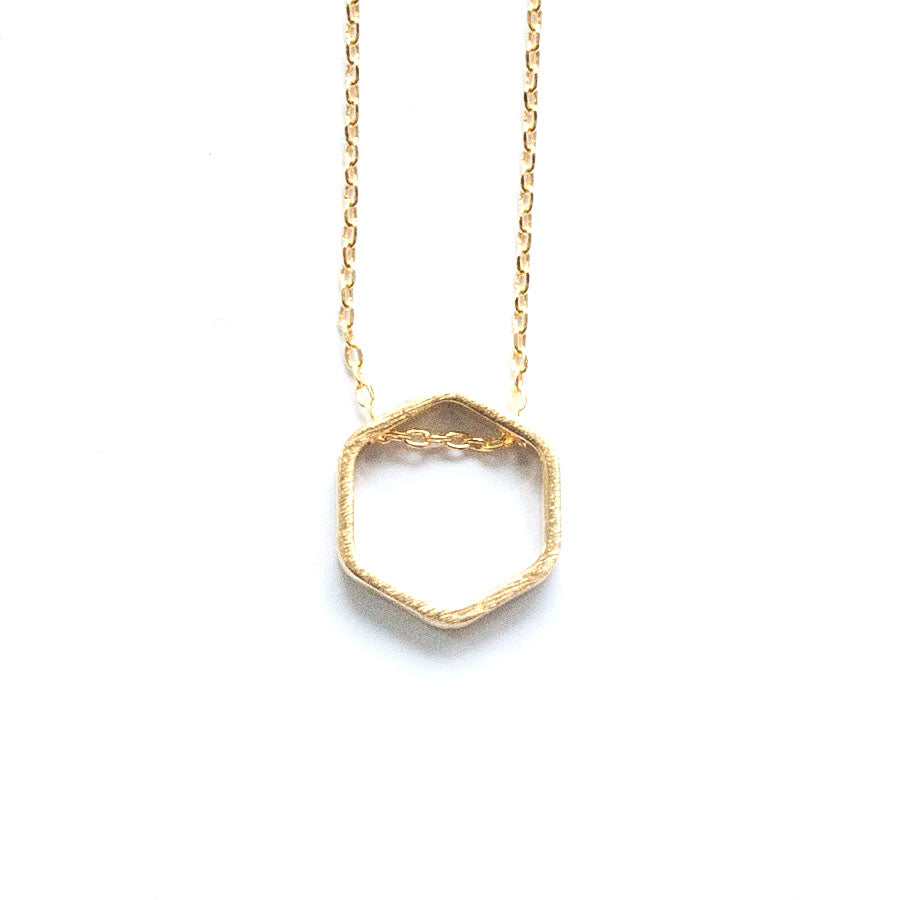 Simple Gold Hexagon Necklace - One Strange Bird