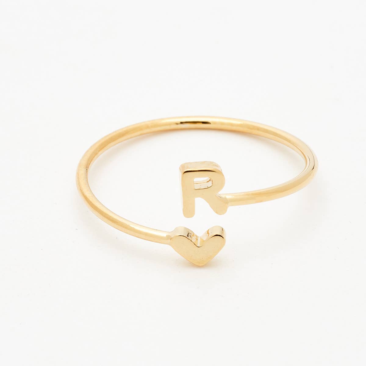 Gold Heart Initial Ring