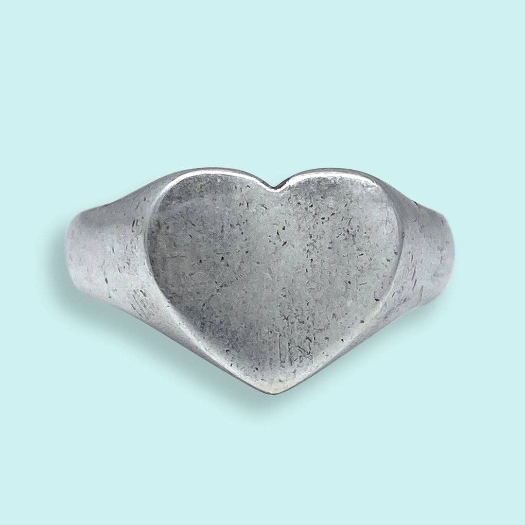 Silver Heart Signet Ring: Uncarded