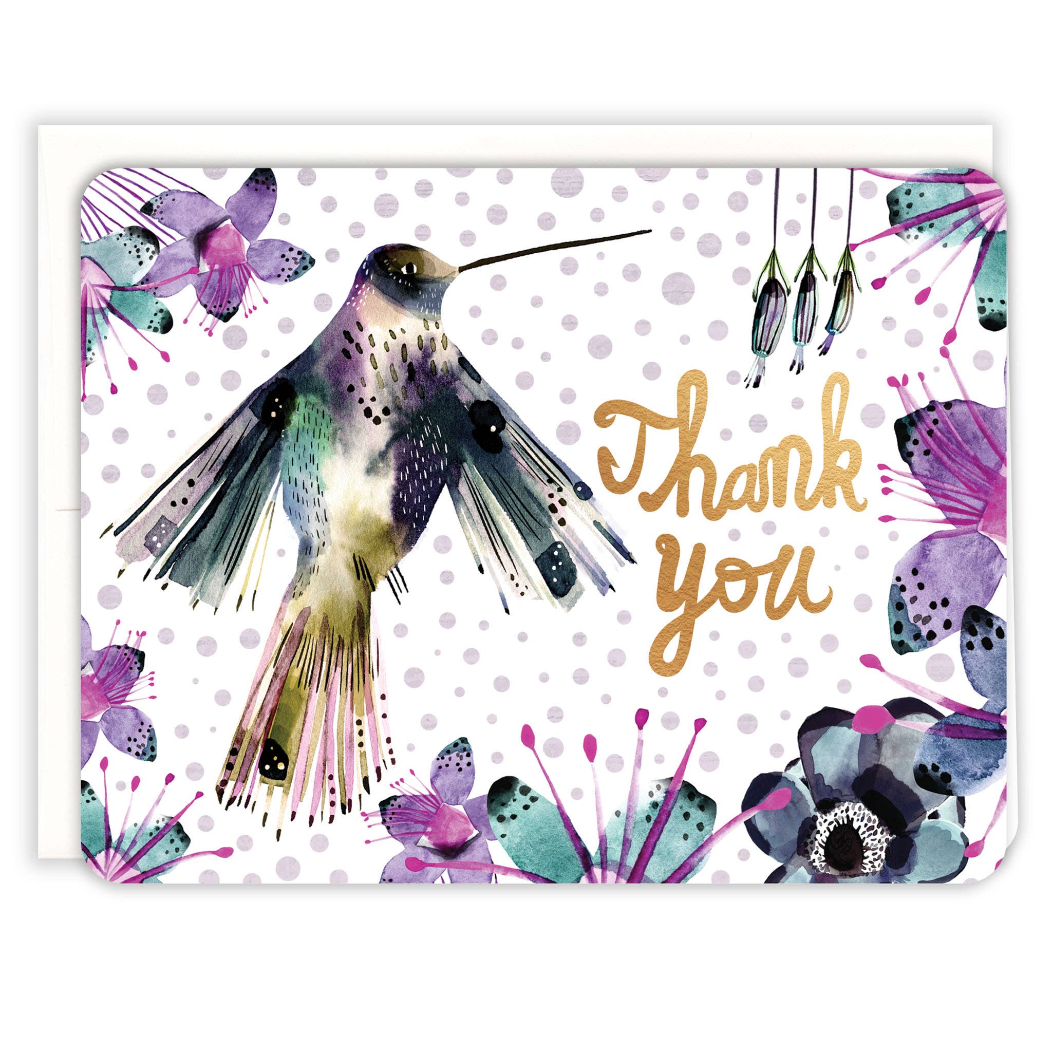 Watercolor Humming Thank You Card - One Strange Bird