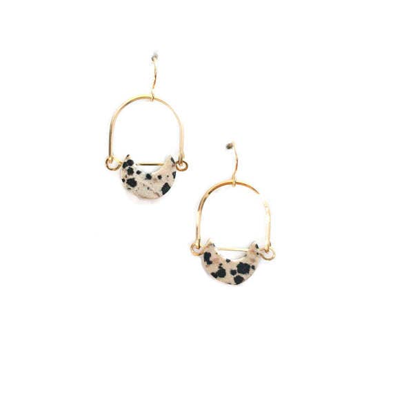 Dalmatian Jasper Mini Eclipse Earrings - One Strange Bird