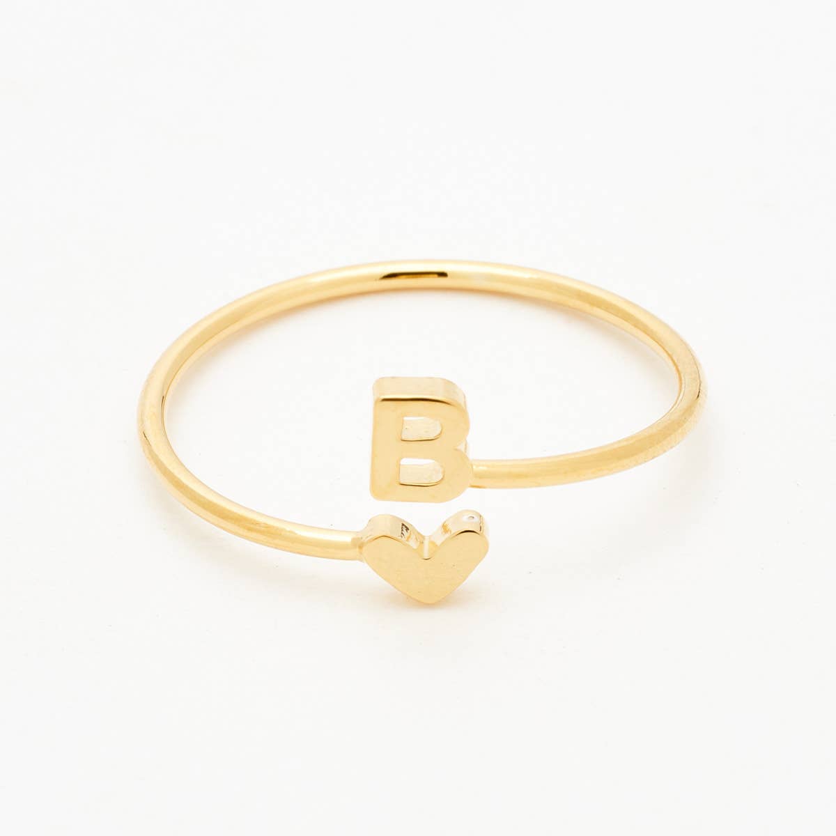Gold Heart Initial Ring