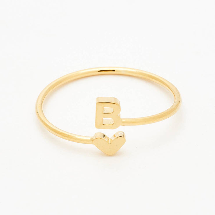 Gold Heart Initial Ring